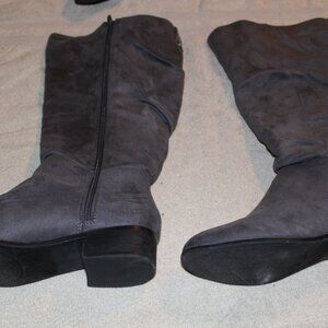 Gray Suede Boots Low Heel size 8.5